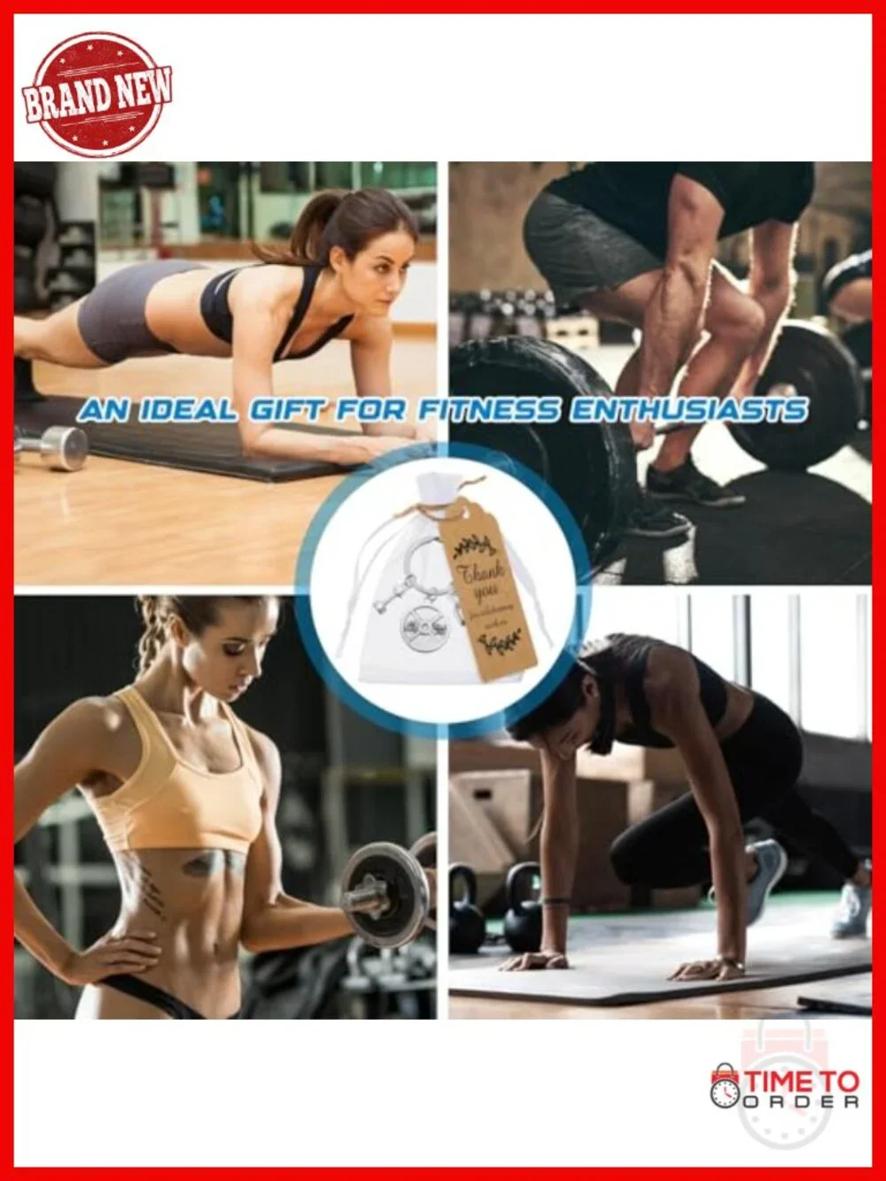 151 Pcs Fitness Keychain Set with Gift Bags and Thank You Cards